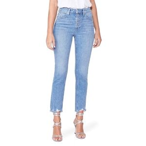 PAIGE Sarah Slim Exposed Button Fly Jeans Darcene Distressed